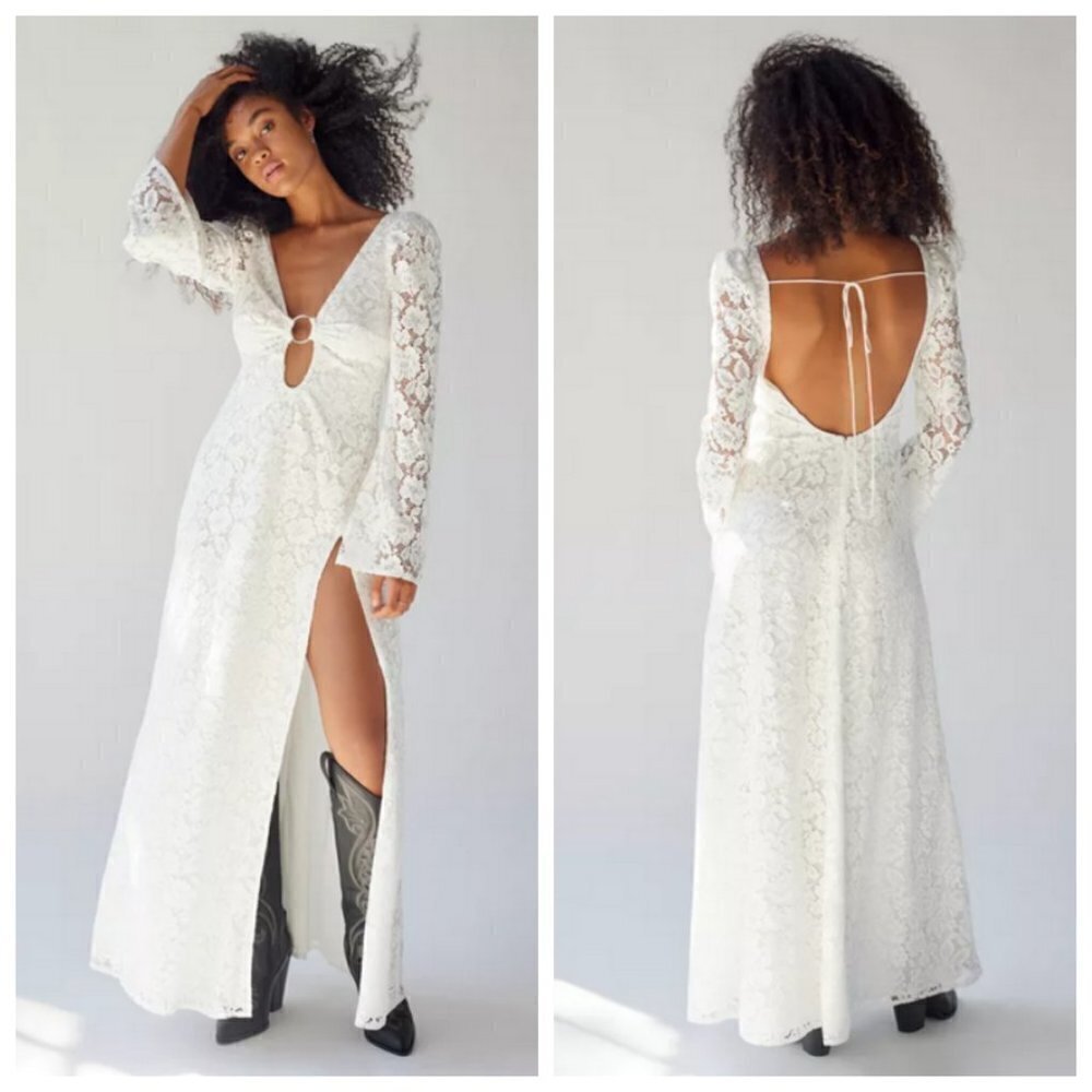 💕FOR LOVE AND LEMONS💕 Frances Lace Maxi Dress ~ White Small S NWT - Picture 7 of 16